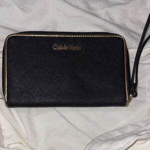 Calvin Klein Black and Gold Wristlet